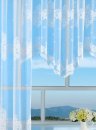 -13140- Weiß 245x300 Jacquard Bogenstore Gardine Kräuselband Blumenmuster Store Barock -13140-