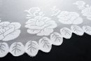 -13140- Weiß 245x300 Jacquard Bogenstore Gardine Kräuselband Blumenmuster Store Barock -13140-
