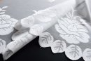 -13140- Weiß 245x300 Jacquard Bogenstore Gardine Kräuselband Blumenmuster Store Barock -13140-