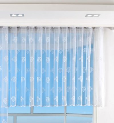 -13142- Weiß 145x300 Bogenstore Jacquard Gardine...