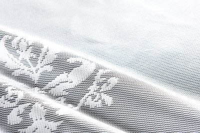 -13142- Weiß 145x450 Bogenstore Jacquard Gardine Kräuselband Blumenmuster Store Barock -13142-