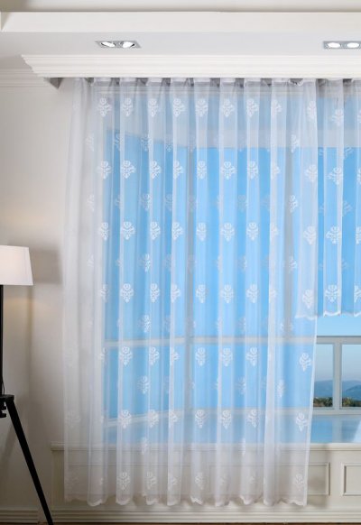 -13142- Weiß 245x300 Bogenstore Jacquard Gardine...