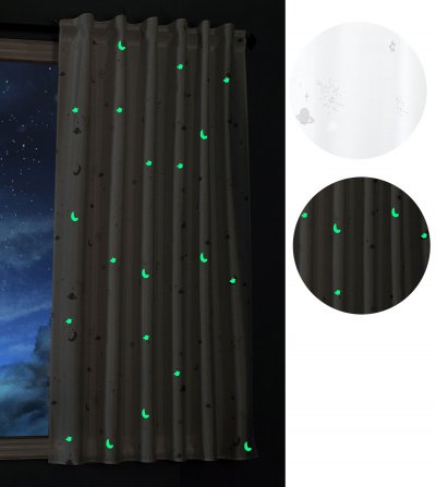 -20495-Vorhang fluoreszierend leuchtend Mond Sterne Schlaufenband Kinder -20495-