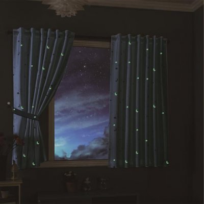 -20495-Vorhang fluoreszierend leuchtend Mond Sterne Schlaufenband Kinder -20495-