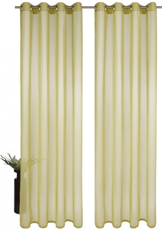 Gardine, 2er Pack, mit Ösen, Farbe Grün, Design Uni, Transparent, Waschbar, in verschiedenen Größen erhältlich