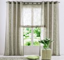 Dekoschal, Ösenschal, Farbe Grau, Design Kreiselmuster, Bestickt, Leinenoptik, Halbtransparent, Waschbar, Maße HxB 245x140 cm