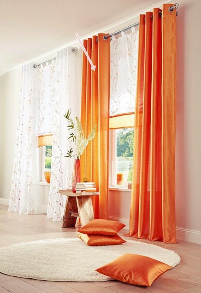 Gardine, mit Ösen, Farbe Kürbis, Design Uni,...
