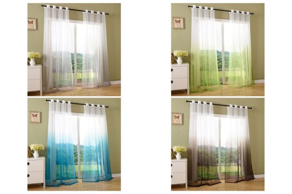 -20420-Ösen Gardine Voile Farbverlauf Vorhang transparent Schal -20420-