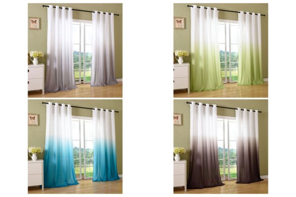 -20425-Ösen Vorhang Farbverlauf blickdicht Schal Gardine Microsatin -20425-