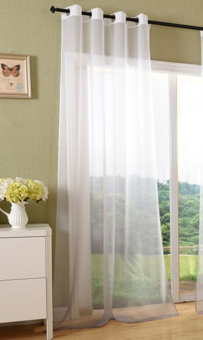 -20420- Grau 245x140 Ösen Gardine Voile Farbverlauf...
