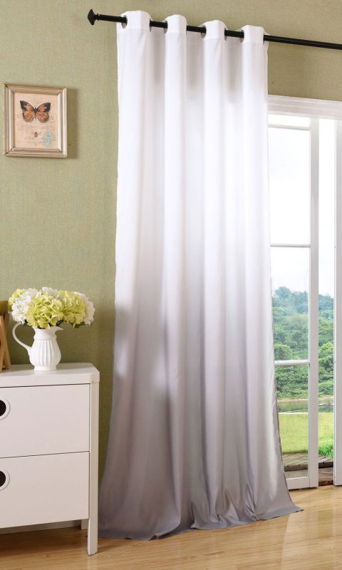 -20425- Grau 245x140 Ösen Vorhang Farbverlauf blickdicht Schal Gardine Microsatin -20425-