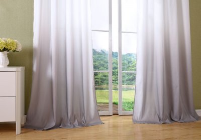 -20425- Grau 245x140 Ösen Vorhang Farbverlauf blickdicht Schal Gardine Microsatin -20425-