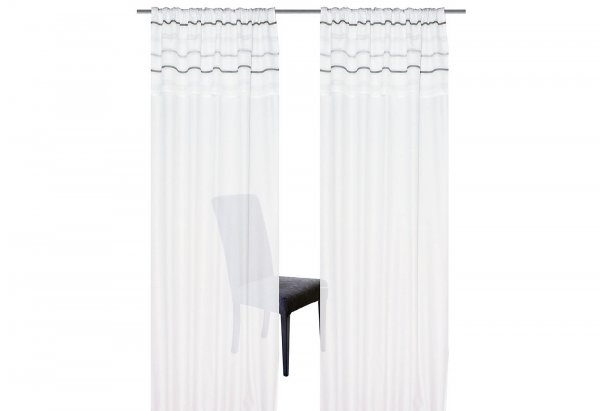 Fertigdeko, mit Kräuselband, Farbe Grau, Weiss, Design Uni, Überwurf, Streifen, Blickdicht, 763638 in verschiedenen Größen erhältlich