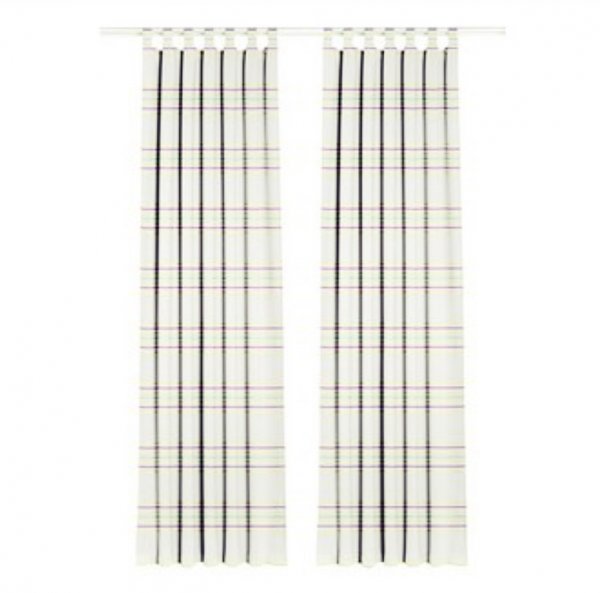 Vorhang, mit Schlaufen, Farbe Grün, Aubergine, Design farbige Querstreifen, Halbtransparent, Waschbar, in verschiedenen Größen erhältlich