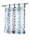 Raffrolllo, mit Bindebändern, Farbe Weiss, Blau, Design Blätter, leicht Transparent, Voile, inkl. Zubehör, 006626 in verschiedenen Größen erhältlich