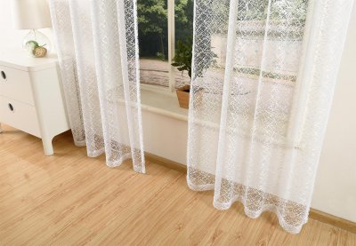 -20352-001  Weiß-245x140 Gardine Netzvorhang mit Ösen einfarbig transparent