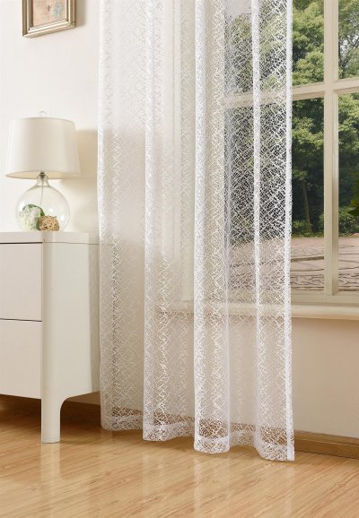 -20352-001  Weiß-245x140 Gardine Netzvorhang mit Ösen einfarbig transparent