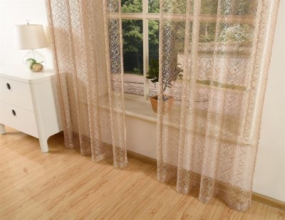 -20352-005 Taupe-245x140 Gardine Netzvorhang mit Ösen einfarbig transparent