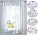 -112230-AURA Stickerei Gardinen Set 4 Tlg. Tunneldurchzug Gardinenband -112230-