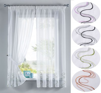-112231-WELLE Stickerei Gardinen Set 4 Tlg....