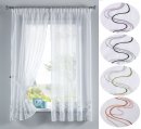 -112231-WELLE Stickerei Gardinen Set 4 Tlg. Tunneldurchzug Gardinenband -112231-