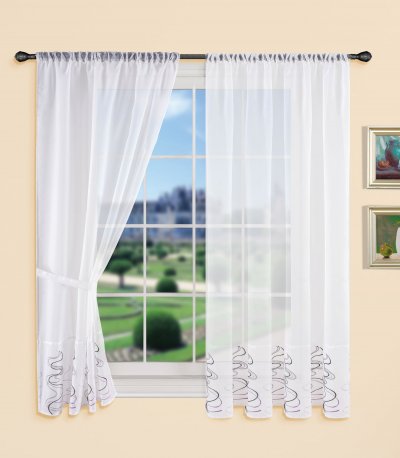 -112231- Lila HxB 150x90 cm WELLE Stickerei Gardinen Set 4 Tlg. Tunneldurchzug Gardinenband -112231-