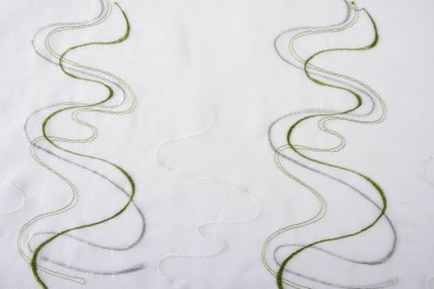 -112231- Grün HxB 150x90 cm WELLE Stickerei Gardinen Set 4 Tlg. Tunneldurchzug Gardinenband -112231-