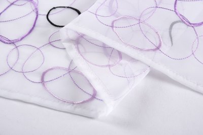 -112230Set- Aura Lila HxB 150x90 cm Stickerei Gardinen Set 4 Tlg. Tunneldurchzug Gardinenband Voile Gardine