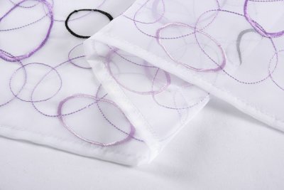 -112230Set- Aura Lila HxB 150x90 cm Stickerei Gardinen Set 4 Tlg. Tunneldurchzug Gardinenband Voile Gardine