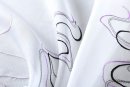 -112230Set- Welle Lila HxB 150x90 cm Stickerei Gardinen Set 4 Tlg. Tunneldurchzug Gardinenband Voile Gardine