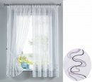 -112230Set- Welle Lila HxB 150x90 cm Stickerei Gardinen Set 4 Tlg. Tunneldurchzug Gardinenband Voile Gardine