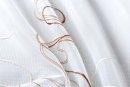 -112230Set- Welle Braun HxB 150x90 cm Stickerei Gardinen Set 4 Tlg. Tunneldurchzug Gardinenband Voile Gardine