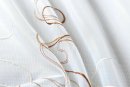 -112230Set- Welle Braun HxB 150x90 cm Stickerei Gardinen Set 4 Tlg. Tunneldurchzug Gardinenband Voile Gardine