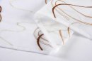 -112230Set- Welle Braun HxB 150x90 cm Stickerei Gardinen Set 4 Tlg. Tunneldurchzug Gardinenband Voile Gardine