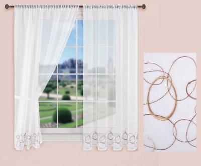 -112230Set- Aura Braun HxB 150x90 cm Stickerei Gardinen...