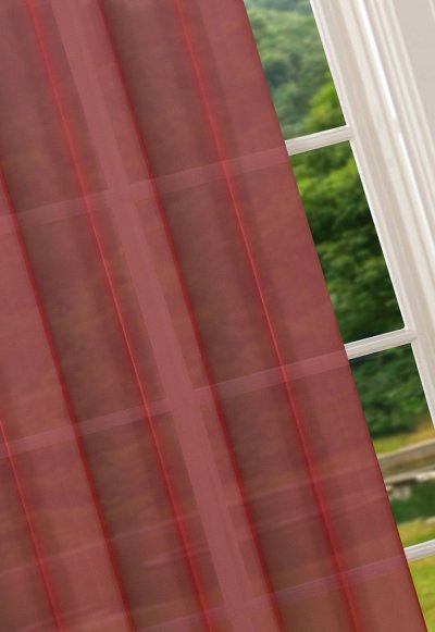 -20332CN- 2er-Pack Bordeaux Vorhang Transparent Gardinen Set Wohnzimmer Voile Vorhang Ösenvorhang HxB 245x140 cm mit Bleibandabschluß Bordeaux