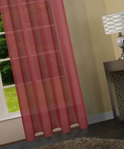 -20332CN- 2er-Pack Bordeaux Vorhang Transparent Gardinen Set Wohnzimmer Voile Vorhang Ösenvorhang HxB 245x140 cm mit Bleibandabschluß Bordeaux
