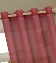 -20332CN- 2er-Pack Bordeaux Vorhang Transparent Gardinen Set Wohnzimmer Voile Vorhang Ösenvorhang HxB 245x140 cm mit Bleibandabschluß Bordeaux