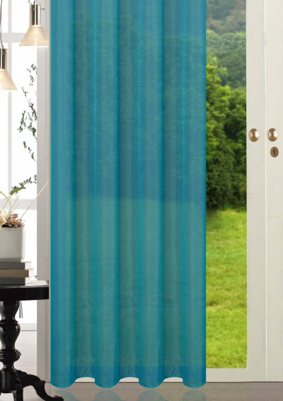 -20332CN- 2er-Pack Türkis Vorhang Transparent Gardinen Set Wohnzimmer Voile Vorhang Ösenvorhang HxB 245x140 cm mit Bleibandabschluß Türkis