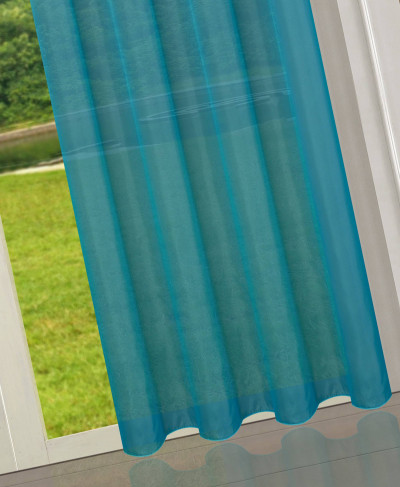 -20332CN- 2er-Pack Türkis Vorhang Transparent Gardinen Set Wohnzimmer Voile Vorhang Ösenvorhang HxB 245x140 cm mit Bleibandabschluß Türkis
