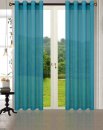 -20332CN- 2er-Pack Türkis Vorhang Transparent Gardinen Set Wohnzimmer Voile Vorhang Ösenvorhang HxB 245x140 cm mit Bleibandabschluß Türkis
