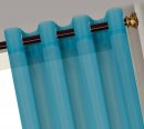 -20332CN- 2er-Pack Türkis Vorhang Transparent Gardinen Set Wohnzimmer Voile Vorhang Ösenvorhang HxB 245x140 cm mit Bleibandabschluß Türkis