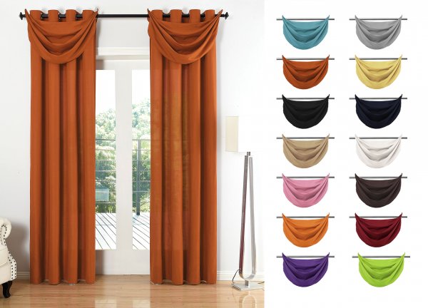 -20405S4-Vorhang Set 6 teilig Blickdicht Schal Gardine Ösen Microsatin Segel Querbehang