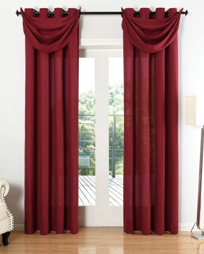 -20405S4-Vorhang Set 6 teilig Blickdicht Schal Gardine Ösen Microsatin Segel Querbehang