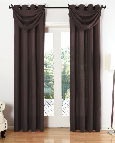 -20405S4-Vorhang Set 6 teilig Blickdicht Schal Gardine Ösen Microsatin Segel Querbehang