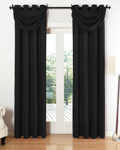 -20405S4-Vorhang Set 6 teilig Blickdicht Schal Gardine Ösen Microsatin Segel Querbehang
