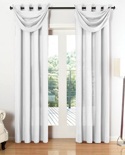 -20405S4-Vorhang Set 6 teilig Blickdicht Schal Gardine Ösen Microsatin Segel Querbehang