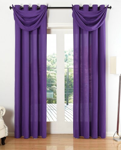 -20405S4-Vorhang Set 6 teilig Blickdicht Schal Gardine Ösen Microsatin Segel Querbehang
