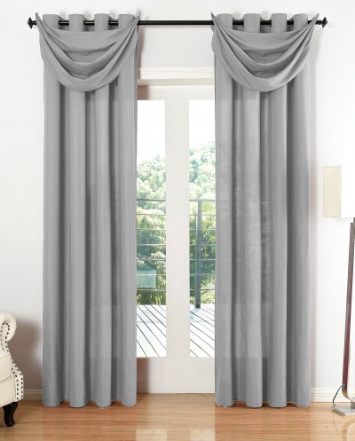 -20405S4-Vorhang Set 6 teilig Blickdicht Schal Gardine Ösen Microsatin Segel Querbehang