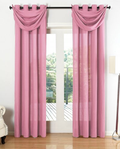 -20405S4-Vorhang Set 6 teilig Blickdicht Schal Gardine Ösen Microsatin Segel Querbehang